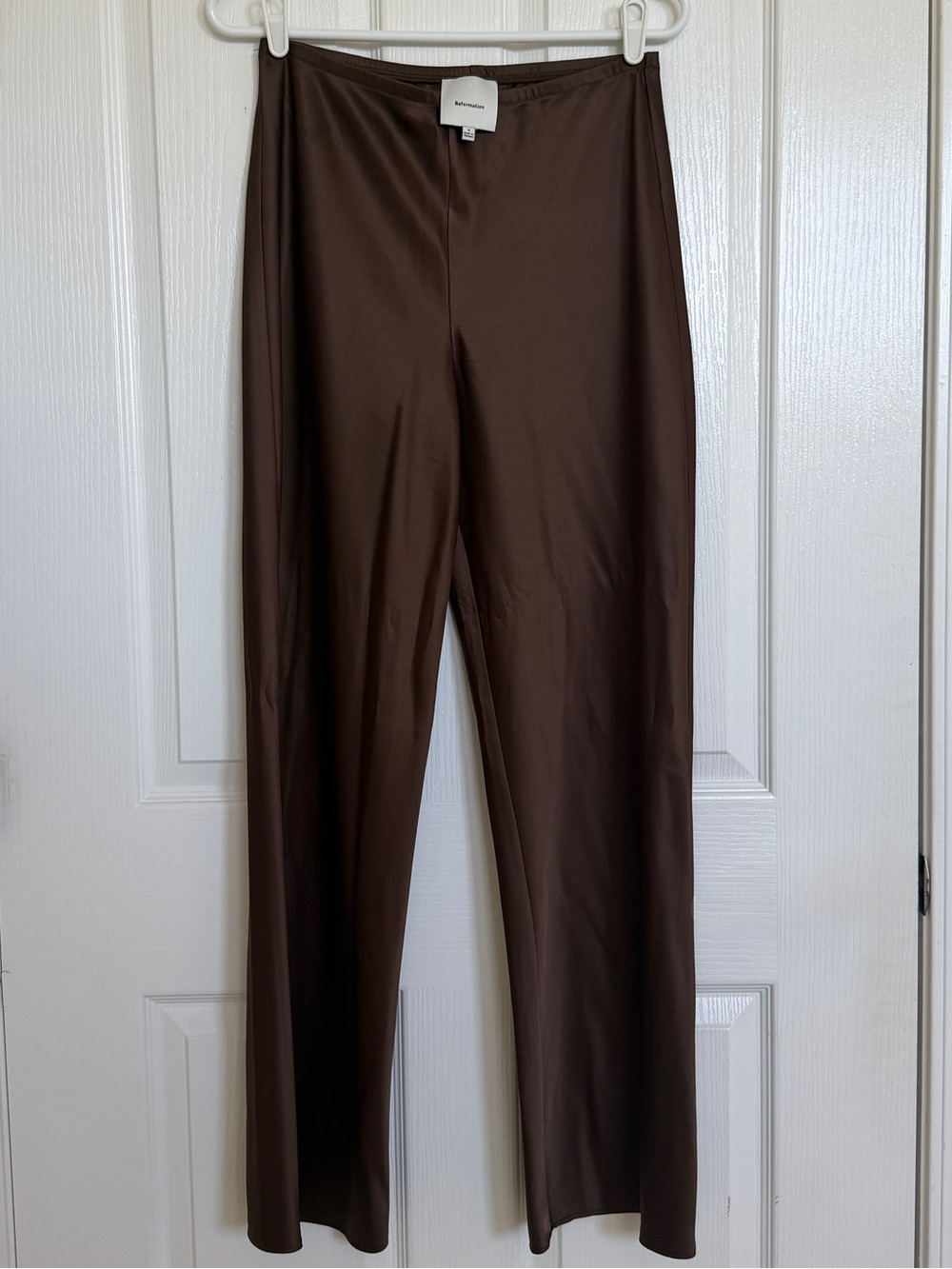 Reformation Gale Satin Mid Rise Bias Pant Color Pinecone Size Small - Picture 4 of 8